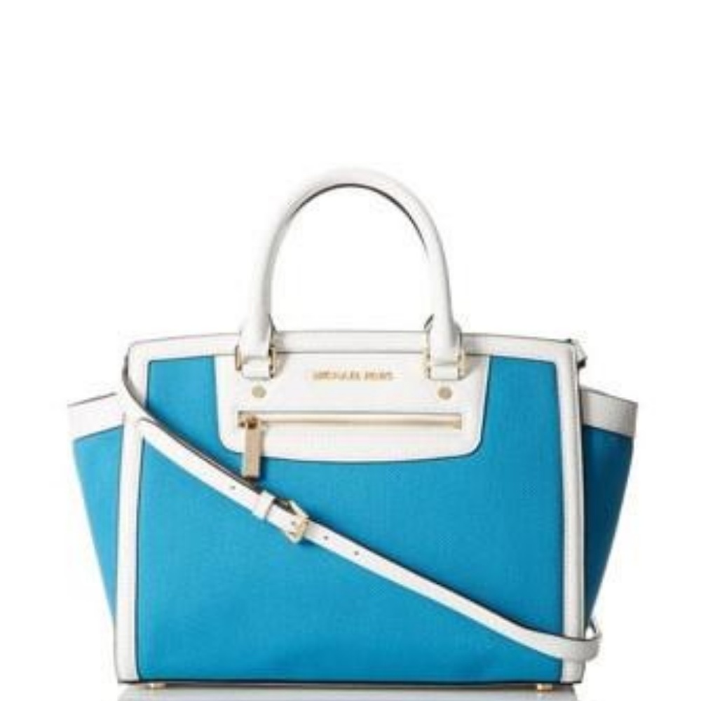 Michael Kors LARGE SELMA TOP ZIP CANVAS SATCHEL